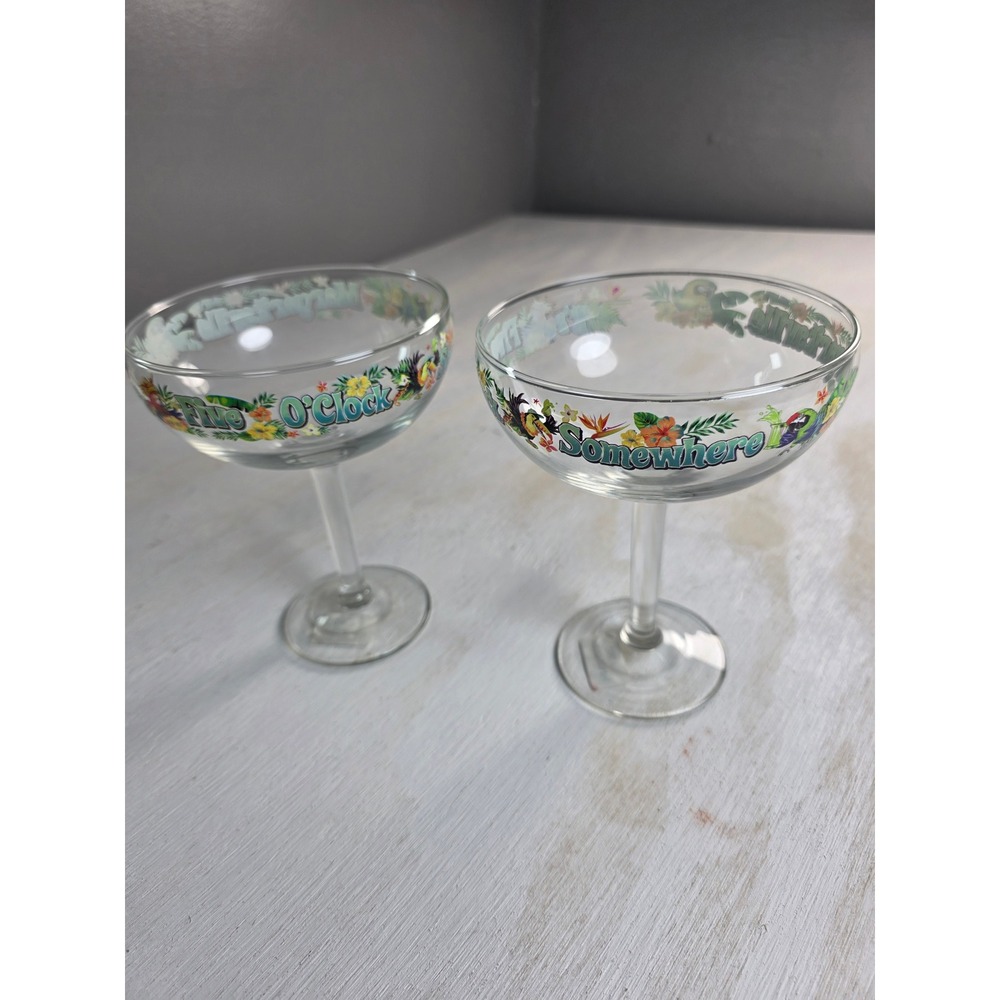 Margaritaville Its Five OClock Somewhere Margarita Glasses Set of 2 Tropical